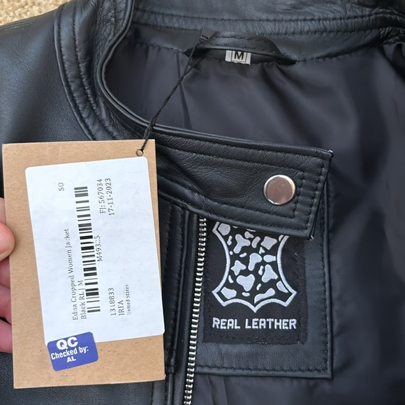 Cropped leather jacket - Picture 3 of 4